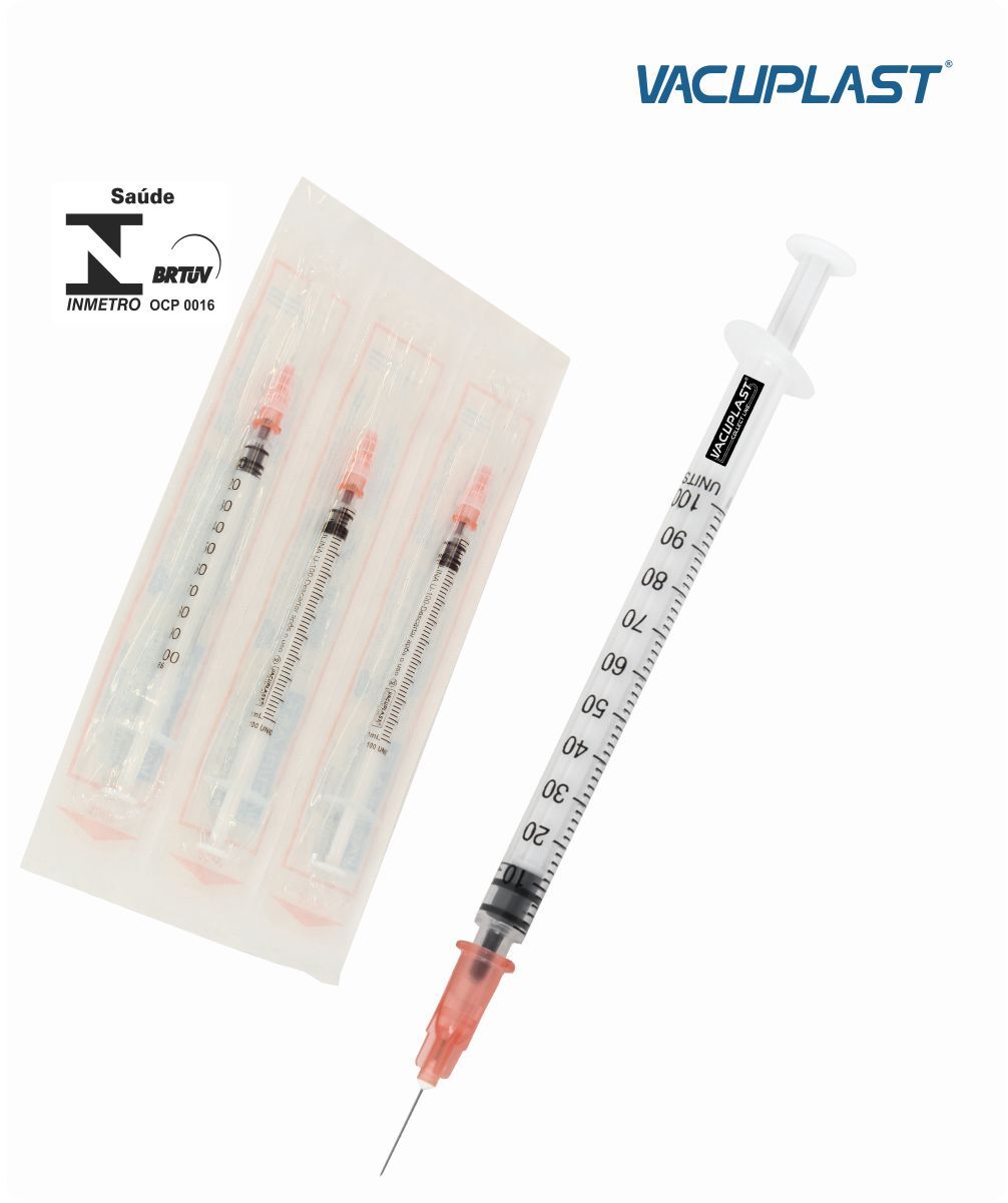 Seringa para insulina agulha acoplada 29G